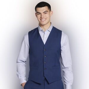 Pronto Uomo Platinum Modern Fit 100% Wool Suit Vest Navy Blue Size Large
